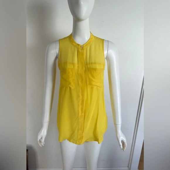Anthropologie Broadway and Broome Yellow Women’s Silk Sleeveless Top Size Small - Picture 1 of 8
